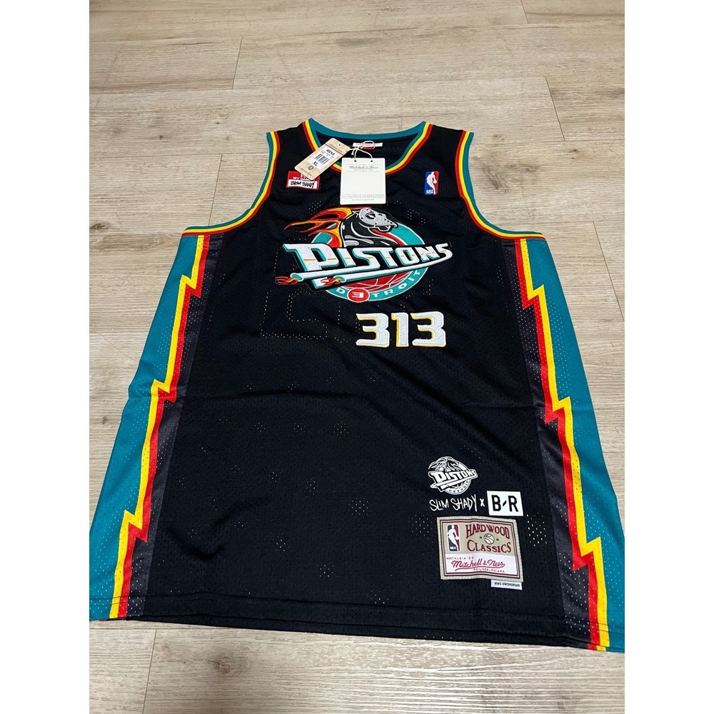 Detroit Pistons Shady 313 Basketball Jersey Size XL Eminem NWT Mitchell & Ness